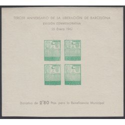 Barcelona 39 1942 Liberación de Barcelona Cruz de Tinta MNH