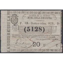 Cuba Lotería De La Isla 13 de Julio de 1869 Sorteo nº 823 ( 5128 ) Cuba Lotería De La Isla 13 de Julio de 1869 Sorteo nº 823 ( 5128 )
