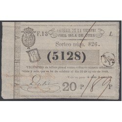 Cuba Lotería De La Isla 31 de Agosto de 1869 Sorteo nº 826 ( 5128 )