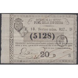 Cuba Lotería De La Isla 16 de Septiembre de 1869 Sorteo nº 827 ( 5128 ) Cuba Lotería De La Isla 16 de Septiembre de 1869 Sorteo nº 827 ( 5128 )