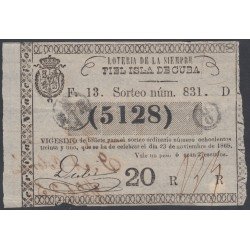 Cuba Lotería De La Isla 23 de Noviembre de 1869 Sorteo nº 830 ( 5128 ) Cuba Lotería De La Isla 23 de Noviembre de 1869 Sorteo nº 830 ( 5128 )