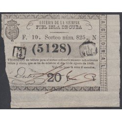 Cuba Lotería De La Isla 14 de Agosto de 1869 Sorteo nº 825 ( 5128 ) Cuba Lotería De La Isla 14 de Agosto de 1869 Sorteo nº 825 ( 5128 )