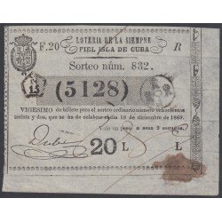 Cuba Lotería De La Isla 18 de Diciembre de 1869 Sorteo nº 832 ( 5128 ) Cuba Lotería De La Isla 18 de Diciembre de 1869 Sorteo nº 832 ( 5128 )