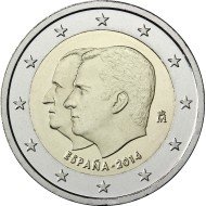 España 2014 2 € euros conmemorativos J Carlos I Felipe VI Cambio jefatura Estado España 2014 2 € euros conmemorativos J Carlos I Felipe VI Cambio jefatura Estado