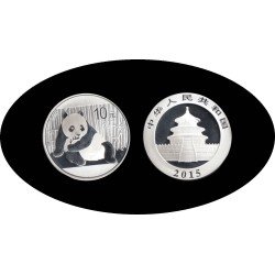 China 1 OZ onza 2015 Oso Panda 10 Yens Plata Ag