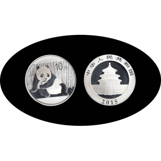 China 1 OZ onza 2015 Oso Panda 10 Yens Plata Ag