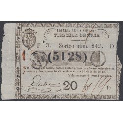 Cuba Lotería De La Isla 10 de Junio de 1870 Sorteo nº 842 ( 5128 ) Cuba Lotería De La Isla 10 de Junio de 1870 Sorteo nº 842 ( 5128 )