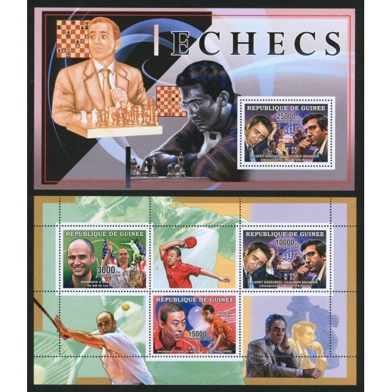 AJZ1 Guinea Guinee HB 2700/03 en minihojitas Ajedrez Chess 2006 MNH AJZ1 Guinea Guinee HB 2700/03 en minihojitas Ajedrez Chess 2006 MNH