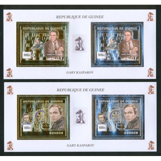 AJZ1 Guinea Guinee HB 2157/60 en HB 2002 Ajedrez Chees MNH AJZ1 Guinea Guinee HB 2157/60 en HB 2002 Ajedrez Chees MNH