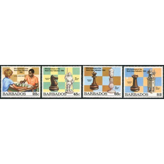 AJZ2 Barbados Nº 600/03 1984 ajedrez MNH AJZ2 Barbados Nº 600/03 1984 ajedrez MNH