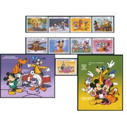 AJZ2  Antigua y Barbuda  2105/13 + 2HB  1997 ajedrez música fauna disney   MNH