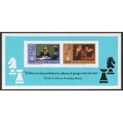 Nicaragua HB 126 1976 Campeonato del mundo de Ajedrés Reykjavic & Fischer Shakspeare & Benjonson Sin dentar MNH