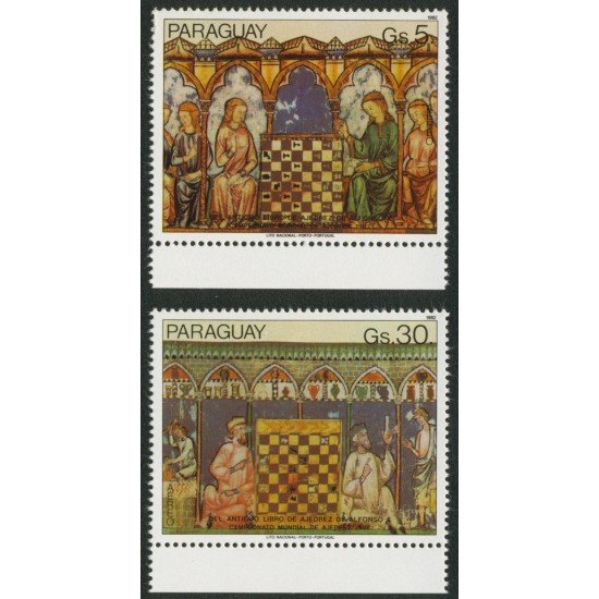 AJZ1 Paraguay A- 900 y 902 1982 Campeones del Mundo de Ajedrez valores sueltos 1982  MNH