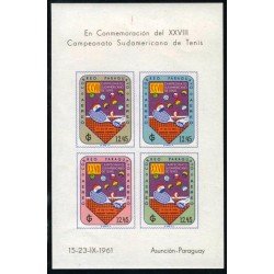 DEP1 Paraguay HB 8 1961 En conmemoración del XVIII Campeonato Sudamericano de Tenis MNH