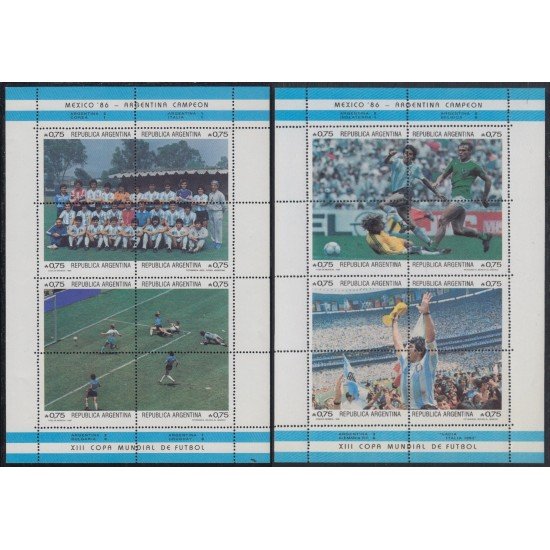 DEP1 Argentina 33/34 1986 Argentina campeón en copa del mundo de México MNH DEP1 Argentina 33/34 1986 Argentina campeón en copa del mundo de México MNH