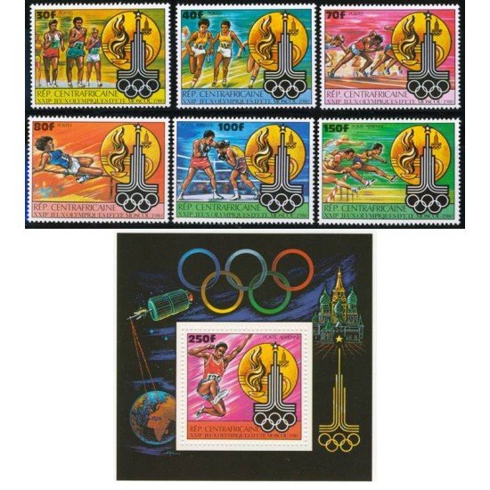 DEP1 Rep. Centroafricana  Nº 427/30 + A224/25 + HB 42  MNH