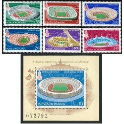 DEP1 Rumanía  Romania Nº 3210/15 + HB 139  1979 Estadios Olímpicos 