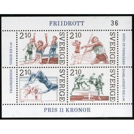 DEP2 Suecia Sweden HB 14 1986 Atletismo MNH DEP2 Suecia Sweden HB 14 1986 Atletismo MNH