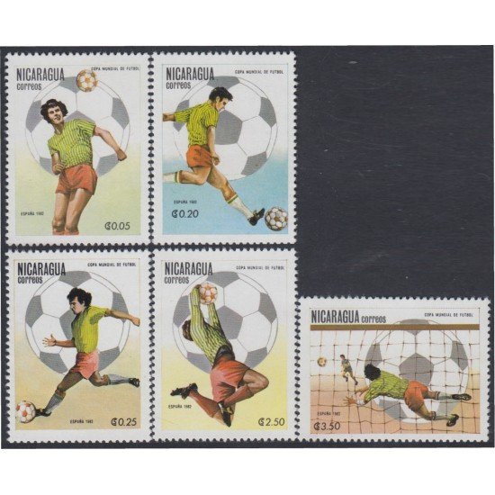 Nicaragua 1175/79 1982 España 82 Copa del mundo de Fútbol MNH