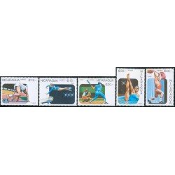 Nicaragua A- 1215/19 1987 Deportes disciplinas deportivas Béisbol Gimnasia Pesas Atletismo MNH