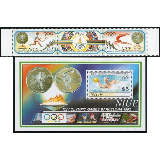 DEP4 Niue 587/89 + HB 119 1992 MNH DEP4 Niue 587/89 + HB 119 1992 MNH
