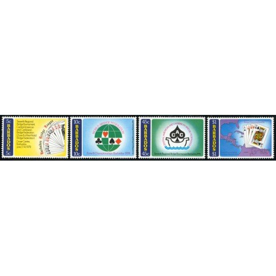 DEP4 Barbados Nº 452/55 1978 cartas naipes MNH DEP4 Barbados Nº 452/55 1978 cartas naipes MNH