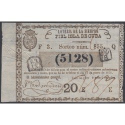 Cuba Lotería De La Isla 27 de Enero de 1871 Sorteo nº 855 ( 5128 ) Cuba Lotería De La Isla 27 de Enero de 1871 Sorteo nº 855 ( 5128 )