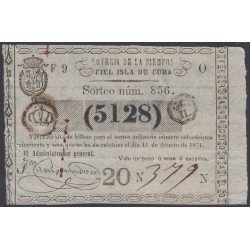 Cuba Lotería De La Isla 11 de Febrero de 1871 Sorteo nº 856 ( 5128 ) Cuba Lotería De La Isla 11 de Febrero de 1871 Sorteo nº 856 ( 5128 )