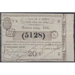 Cuba Lotería De La Isla 11 de Enero de 1871 Sorteo nº 854 ( 5128 ) Cuba Lotería De La Isla 11 de Enero de 1871 Sorteo nº 854 ( 5128 )