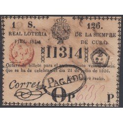 Cuba Lotería De La Isla 21 de Junio de 1826 Premiado Pagado ( 11314 ) Cuba Lotería De La Isla 21 de Junio de 1826 Premiado Pagado ( 11314 )