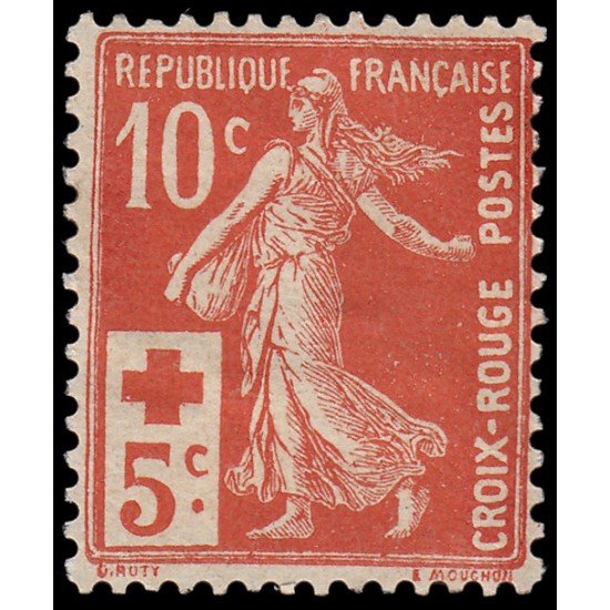 France Francia 147 Cruz Roja Red Cross Semeuse 1914 MNH