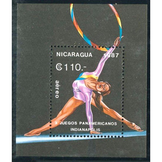 Nicaragua HB 181 1987 Deportes X Juegos deportivos panamericanos Gimnasia MNH Nicaragua HB 181 1987 Deportes X Juegos deportivos panamericanos Gimnasia MNH