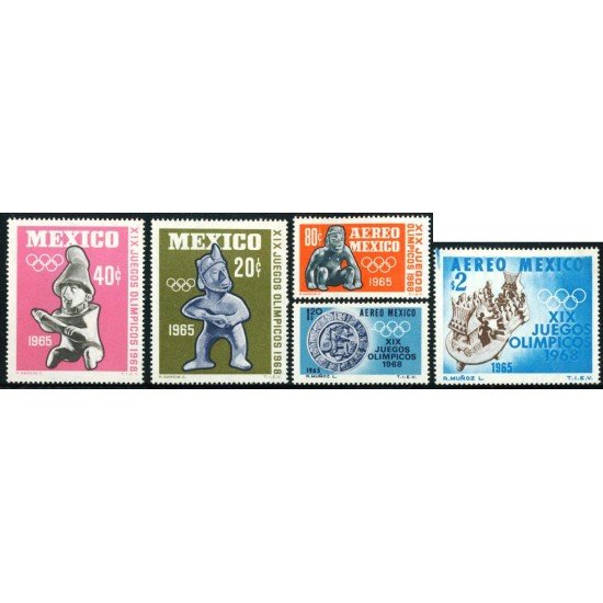 DEP5  México 721/22 + A 261/63 + HB 3/4 1965 XIX Juegos Olímpicos MNH