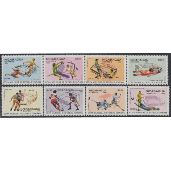 Nicaragua 1145/52 1981 España 82 Copa del Mundo de Fútbol MNH