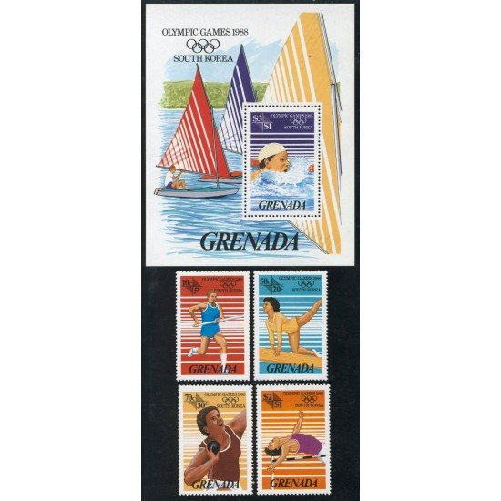 OLI1 Granada 695/98 + HB 160 1988 JJOO Seúl MNH OLI1 Granada 695/98 + HB 160 1988 JJOO Seúl MNH