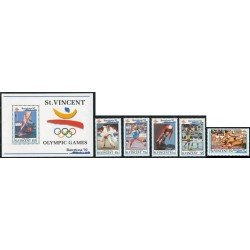 OLI1 San Vicente Saint Vincent  Nº 1475/79 + HB 163  1992  JJOO Barcelona MNH