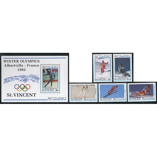 OLI1 San Vicente Saint Vincent Nº 1447/51 + HB 155 1992 MNH OLI1 San Vicente Saint Vincent Nº 1447/51 + HB 155 1992 MNH