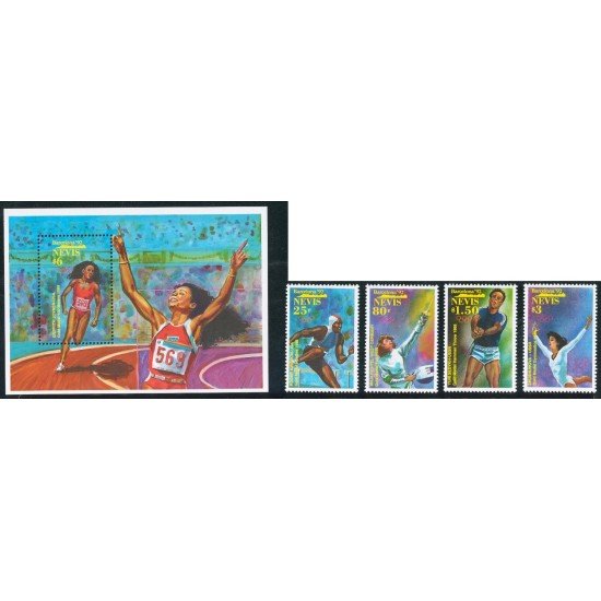 OLI1 San Cristóbal Nevis 630/33 + HB 47 1992  JJOO Barcelona MNH