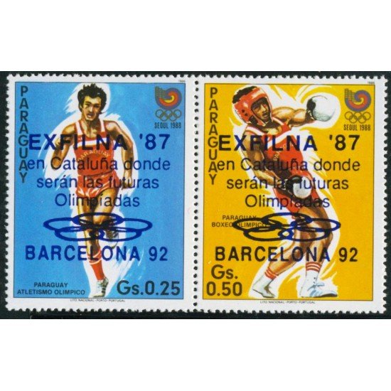 OLI1 Paraguay 2320/21 1987 Exfilna 87 Exposición Filatélica Nacional Española en Gerona MNH