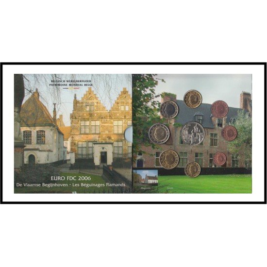 Bélgica 2006 Cartera Oficial Monedas € euro Set Patrimonio Les Béguinages Bélgica 2006 Cartera Oficial Monedas € euro Set Patrimonio Les Béguinages