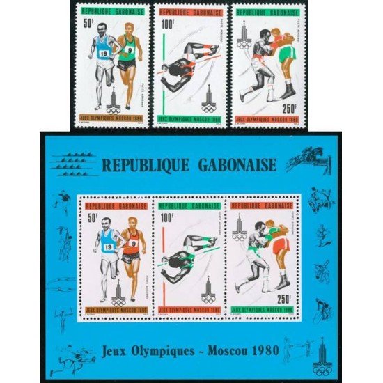 OLI2 Gabón A 234/36 + HB 36 1980 JJOO Moscú MNH OLI2 Gabón A 234/36 + HB 36 1980 JJOO Moscú MNH