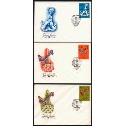 OLI2 Rusia 4339/41 1976 Pre-olímpico Moscú en Carta Used
