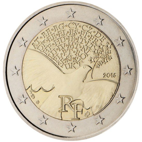 Francia 2015 2 € euros conmemorativos 70 años de Paz en Europa Francia 2015 2 € euros conmemorativos 70 años de Paz en Europa