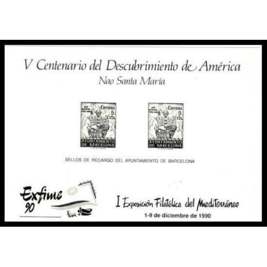 España Spain Hojitas Recuerdo 122 1990 FNMT Exfime 90 Ship Barco
