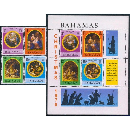 REL Bahamas 398/01 + HB 3 1970 religión MNH REL Bahamas 398/01 + HB 3 1970 religión MNH