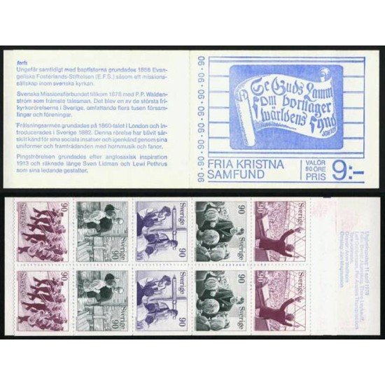 Suecia Sweden C999 1978 Iglesias cristianas libres Carnet MNH