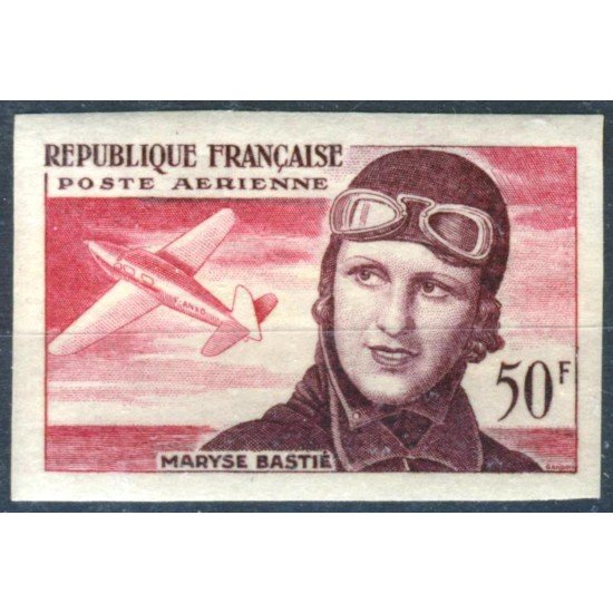 TRA1 France Francia Nº A 34 Sin dentar 1955 3er Aniv. de la muerte M. Bastié TRA1 France Francia Nº A 34 Sin dentar 1955 3er Aniv. de la muerte M. Bastié