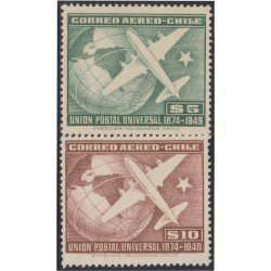 TRA1 Chile A- 126/27 1950 75º Aniversario de la UPU MNH