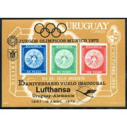 Uruguay HB 21 1972 Juegos olímpicos Munich 15º Aniversario de Luthansa MNH Uruguay HB 21 1972 Juegos olímpicos Munich 15º Aniversario de Luthansa MNH
