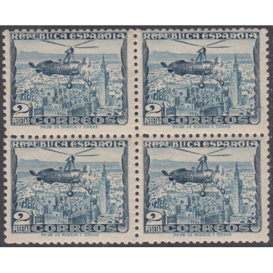 España Spain 689 Bl.4 Autogiro la Cierva Helicóptero Helicopter MNH